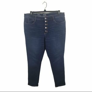 A.N.A Jeans 18 Womens Plus Size Button Fly Dark Wash Skinny Leg Casual Bottoms